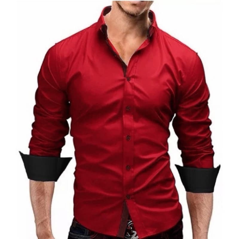 Camisa Social Slim Fit Vermelha com detalhes luxo