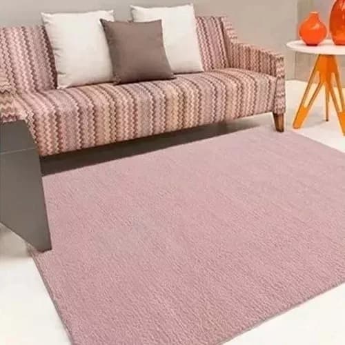 Tapete Sala 100x140 Antiderrapante Luxo Vip Jolitex Cor Rosa-claro