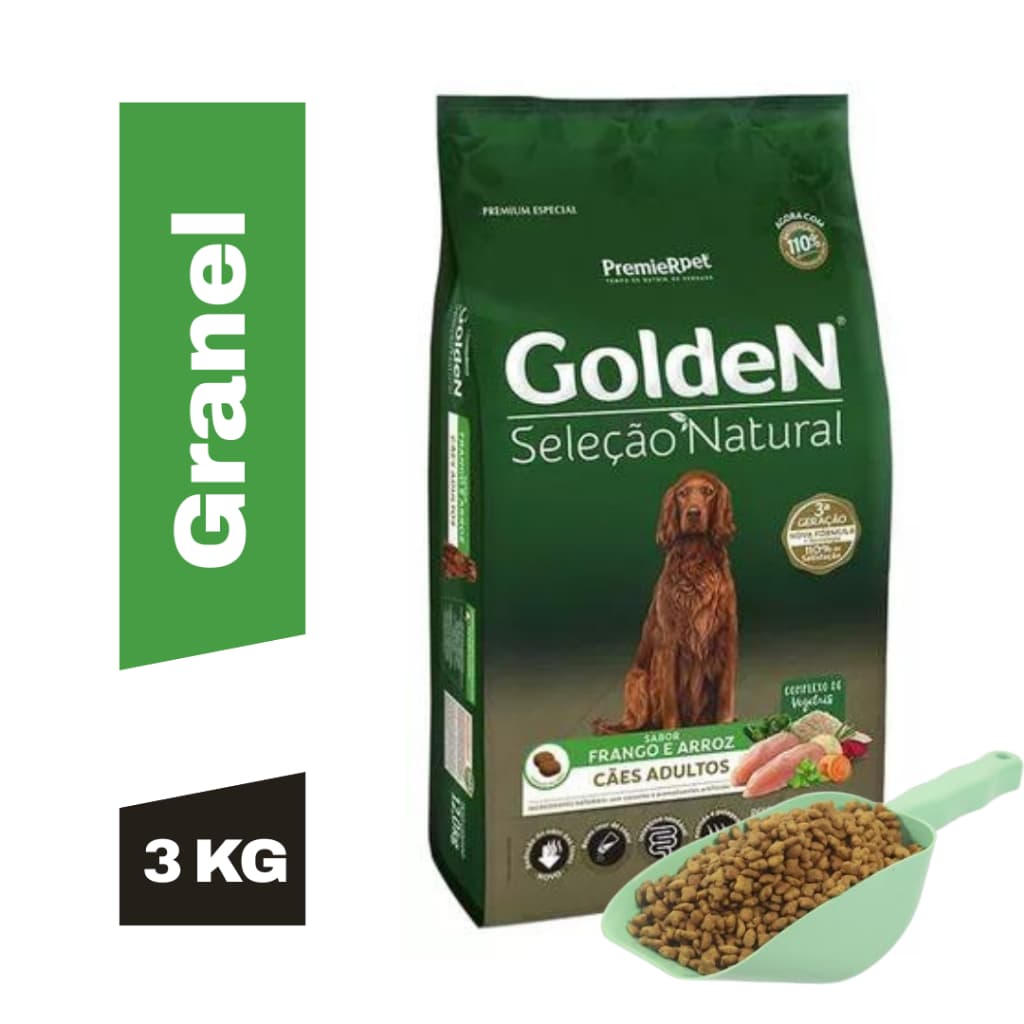Ração Para Cachorro Golden Seleção Natural Adulto 3Kg - Ração Cachorro Pet