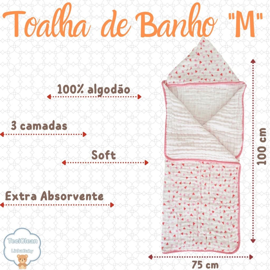 Toalhão Toalha Fralda Soft Tripla Camada Bebê Recém Nascido Seca Dobrinha