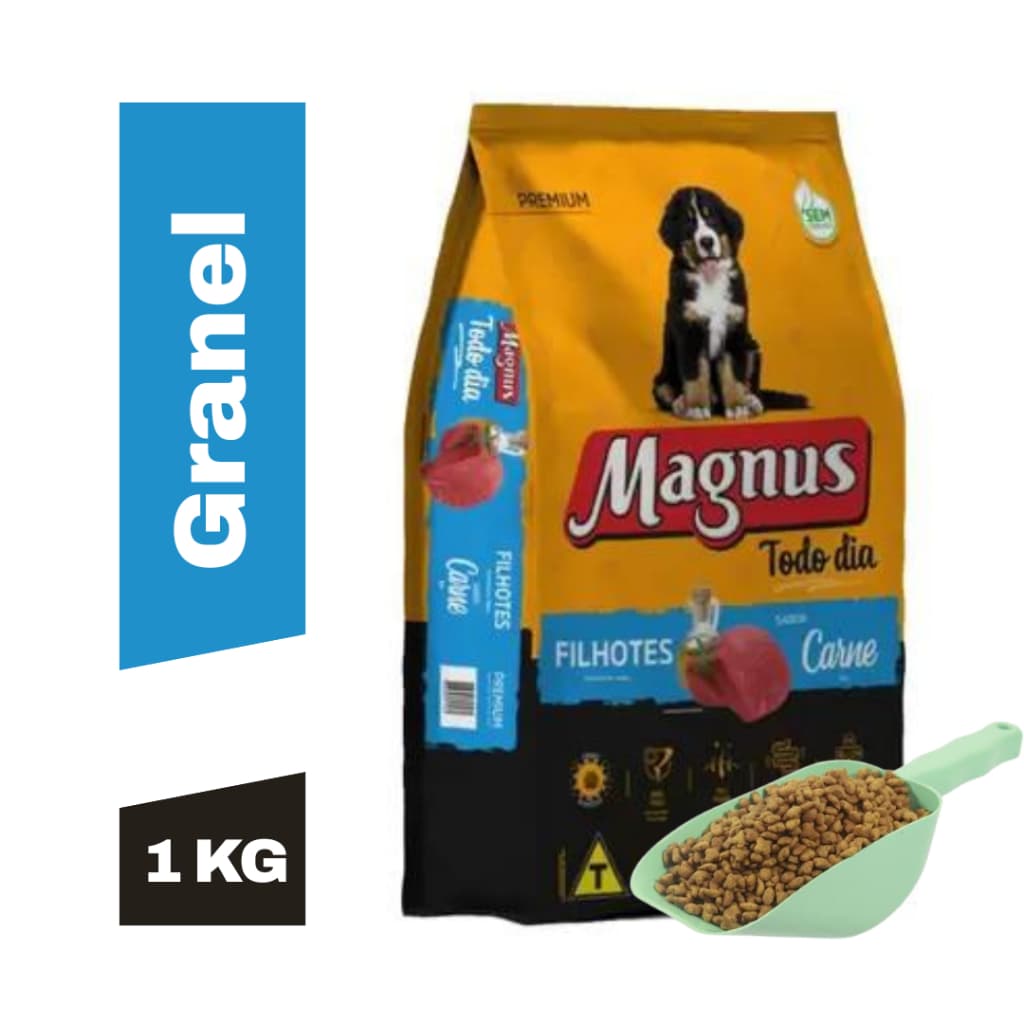Ração Para Cachorro Magnus Filhotes Sabor Carne 1kg - Ração Cachorro Todo Dia
