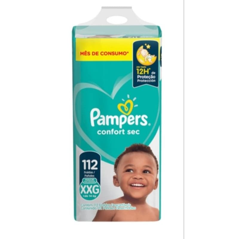 Fraldas Pampers Confort Sec Tam XXG com 112 Tiras