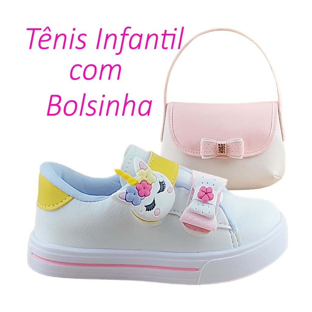 Tênis Menina Infantil Feminino Com Bolsinha Calçado Casual Leve Confortável Escolar Entrega Rápida Promoção
