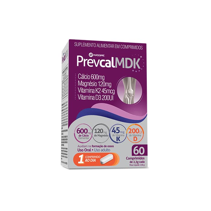 Prevcal Mdk 600mg Calcio - 60cpr - Vitaminas D, K, Magnésio