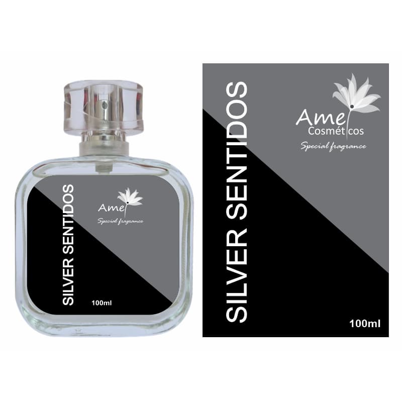 Perfume  Amei Cosméticos ORIGINAL Silver Sentidos 100ml Masculino Fragrância Importada Parfum 33% essência alta fixação