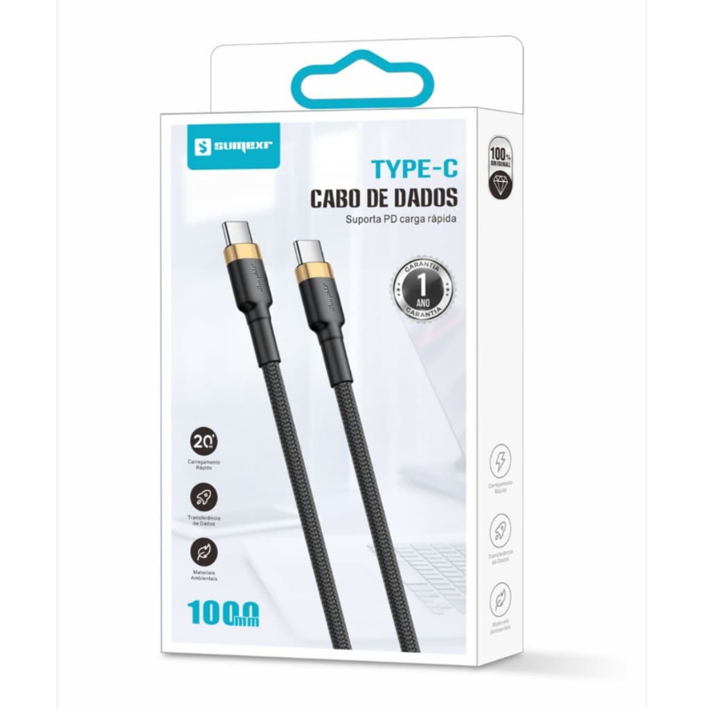 Cabo Carregador 1m Turbo 20w Tipo-c/Tipo-c Para Samsung Xiaomi Smartphone