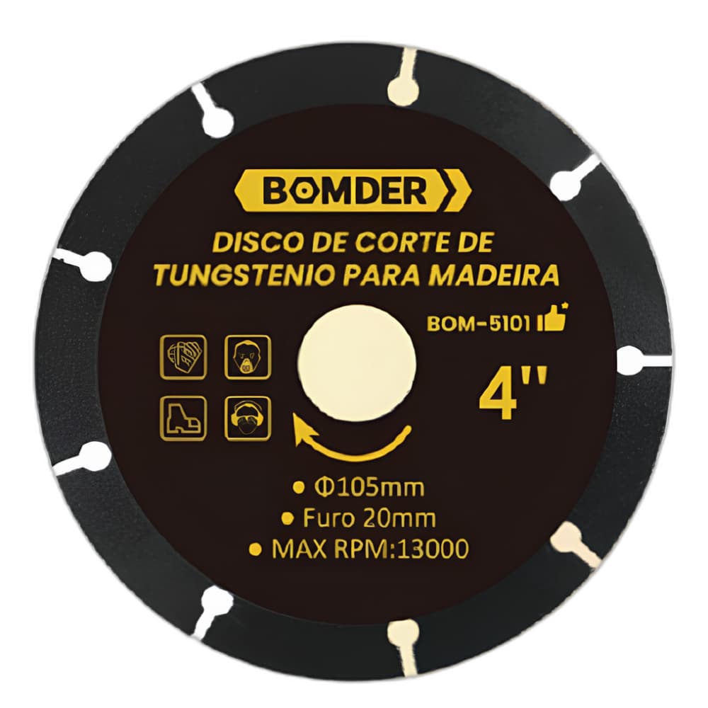 Disco de Corte para Madeira em Tungstenio Furo 20mm Diametro 105mm