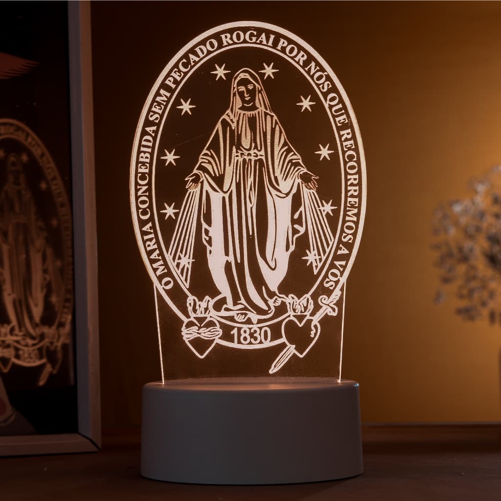 Luminária LED 3D de Mesa / Luz Noturna Presente Criativo / Decoração - Nossa Senhora das Graças, santas