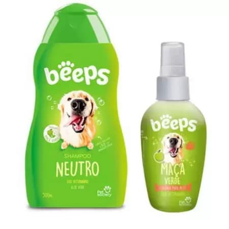 Beeps Shampoo Neutro Maçã Verde 500ml e Beeps Colônia 60ml Maçã Verde Shampoo para Cães e Gatos