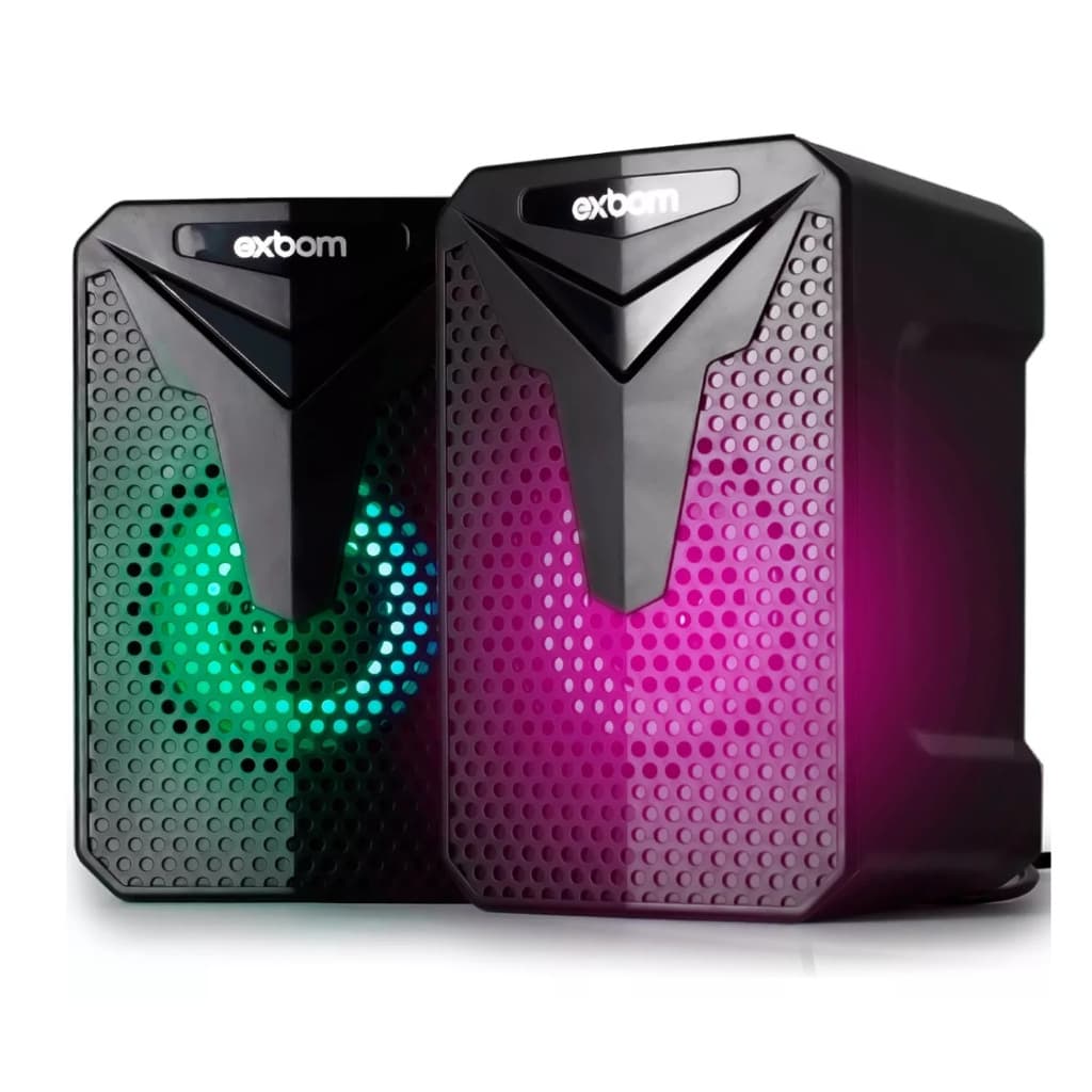 Caixa Som 2.0 Gamer 10w Led RGB Space Computador Notebook Exbom Cs-C54