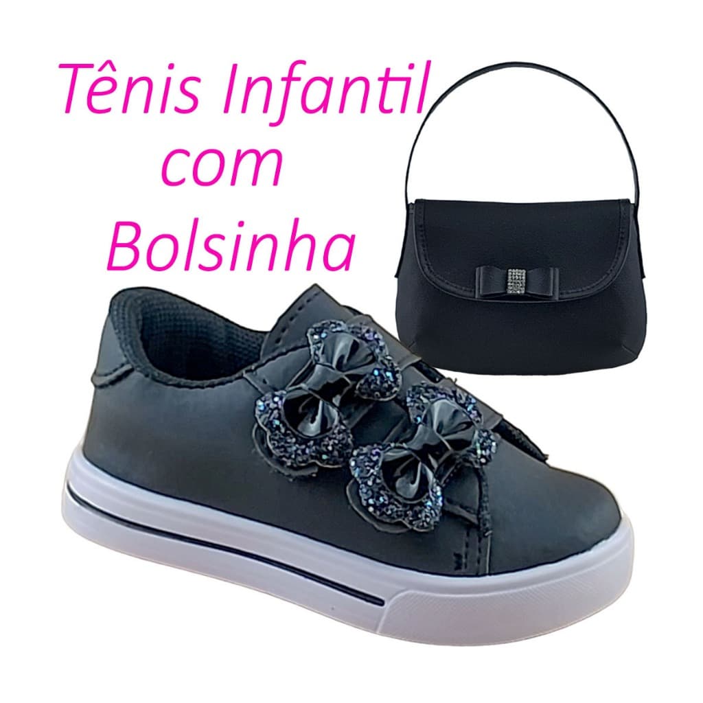Tênis Infantil Menina Com Bolsinha Calçado Feminino Criança Casual Leve Confortável Escolar Entrega Rápida Promoção