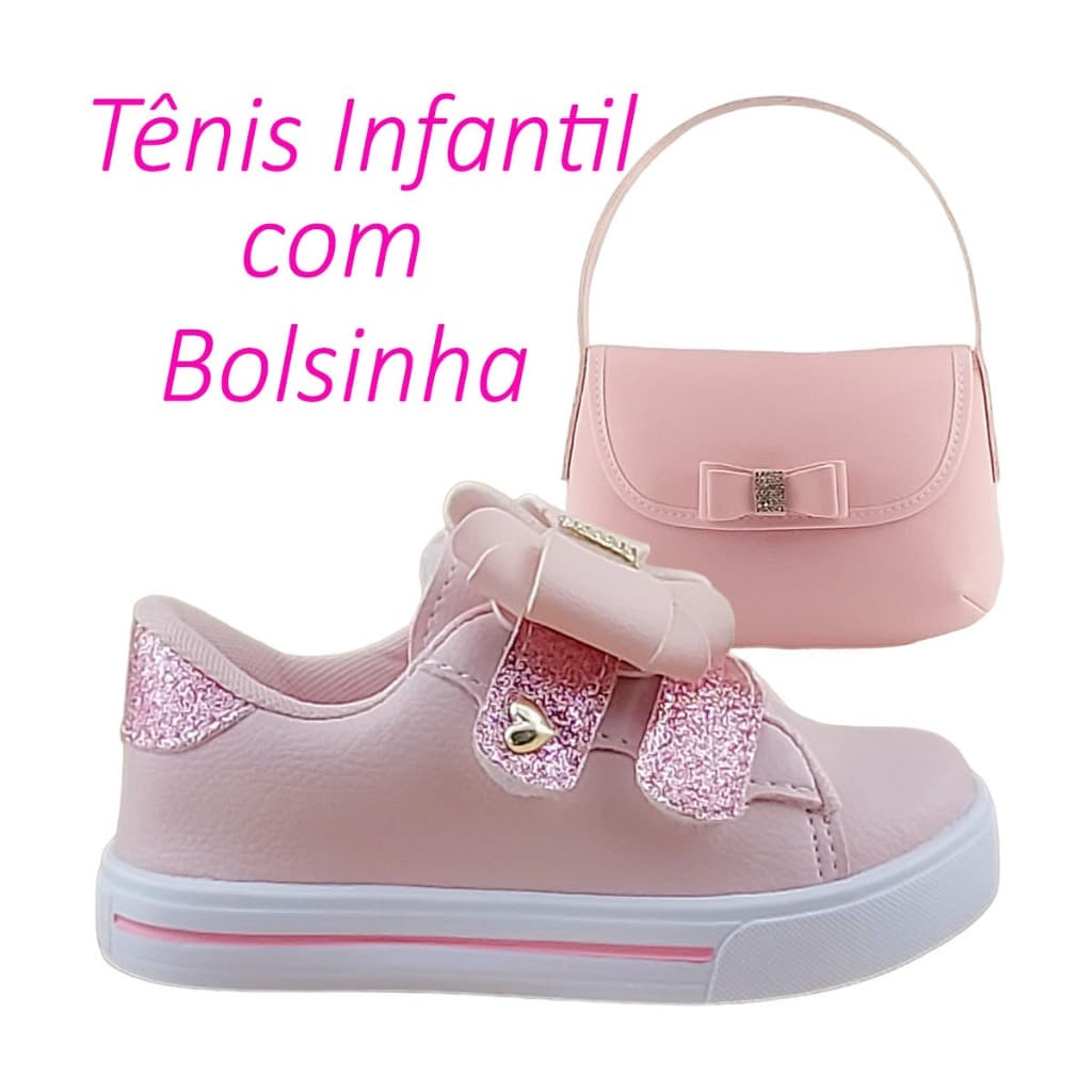 Tênis Infantil Feminino Menina Com Bolsinha Calçado Criança Casual Leve Confortável Escolar Entrega Rápida Promoção