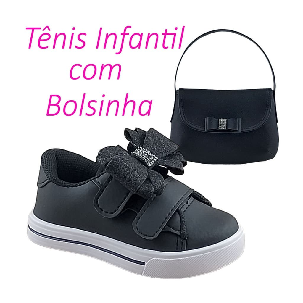 Tênis Menina Com Bolsinha Infantil Feminino Calçado Criança Casual Leve Confortável Escolar Entrega Rápida Promoção