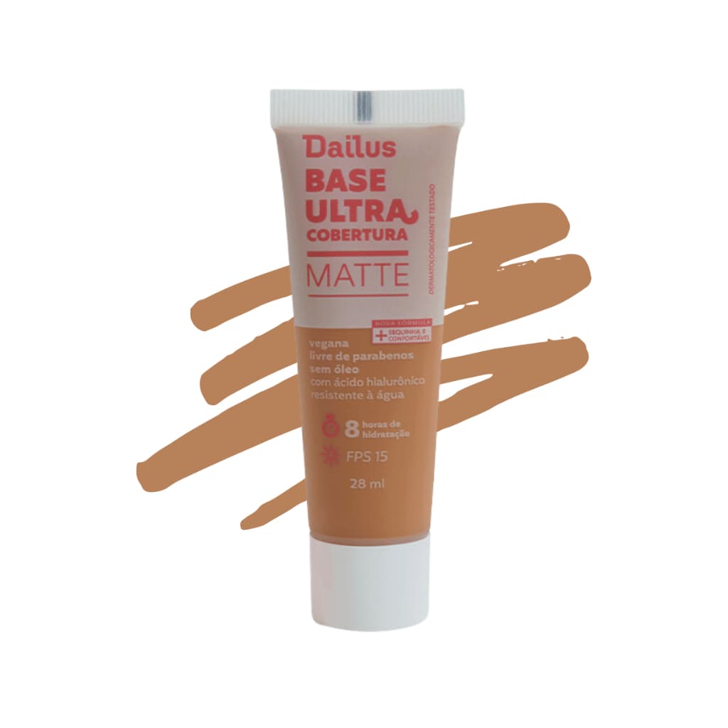 Base Líquida Ultra Cobertura Dailus D9 Escuro | Acabamento Matte FPS15 e Longa Duração