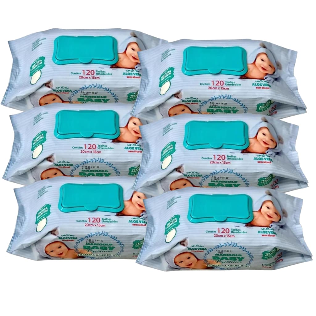 Kit 12 Lenço Umedecido Marigold Premium Bebe Recem Nascido 1440 Lencinhos Sem Alcool