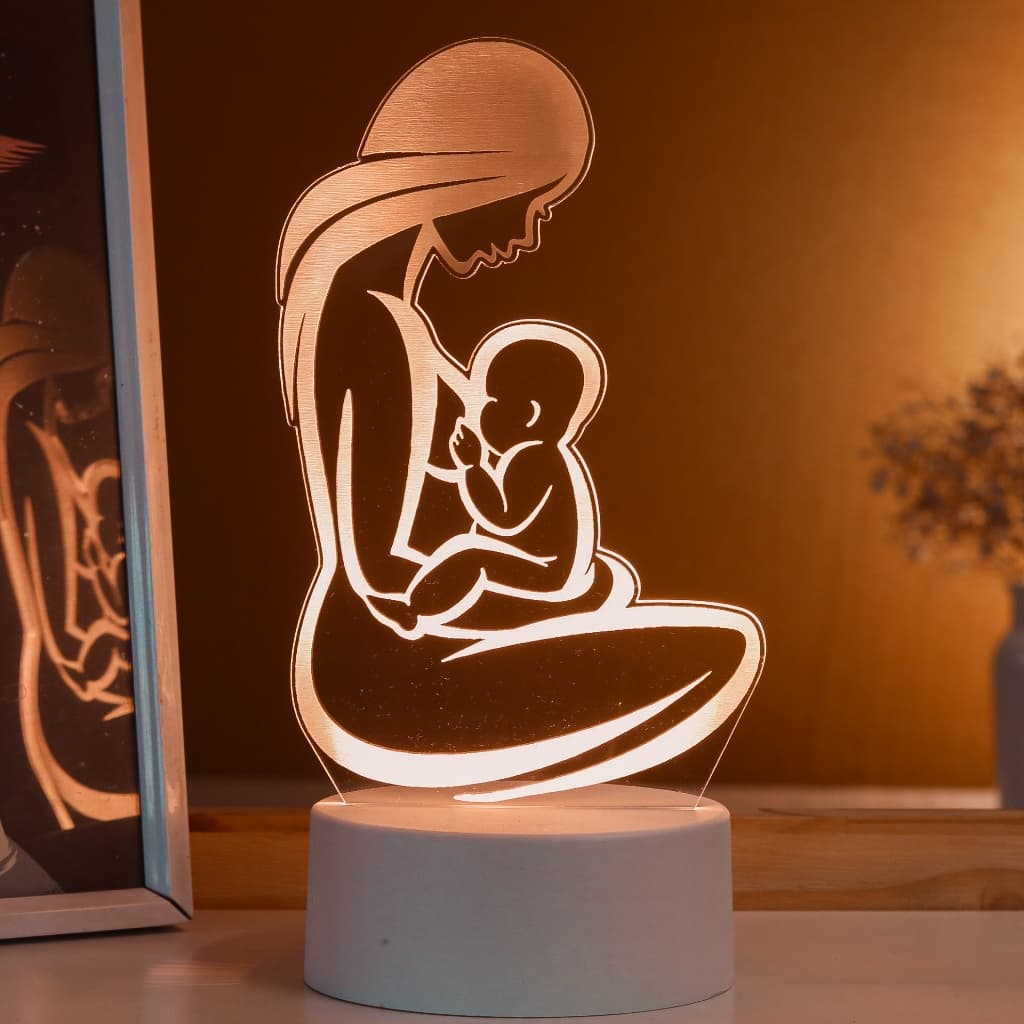 Luminária LED 3D de Mesa / Luz Noturna Presente Criativo / Decoração - mãe amamentando, dia das mães, amor