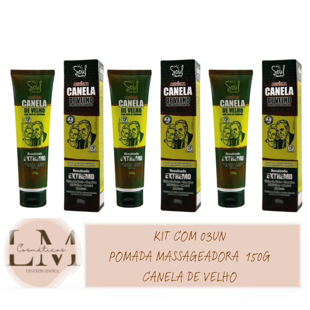 KIt com 03un Pomada Massagem Canela de Velho 150g Soul