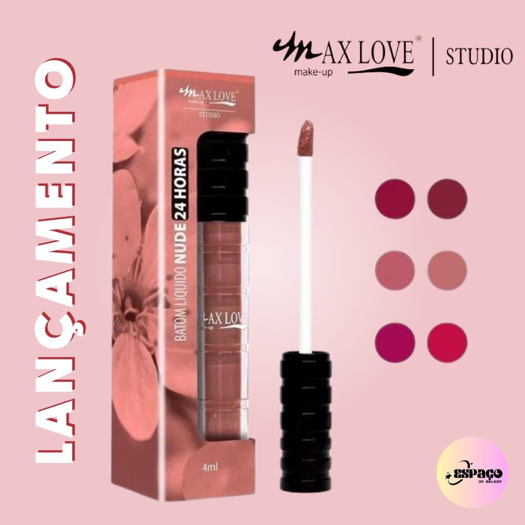 Batom Líquido Nude 24 Horas Max Love Batom Matte Longa Duração Maquiagem Lábios