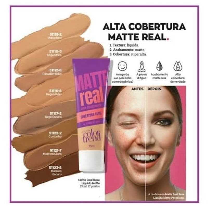 Base Liquída Alta Cobertura Avon Color Trend Matte Real