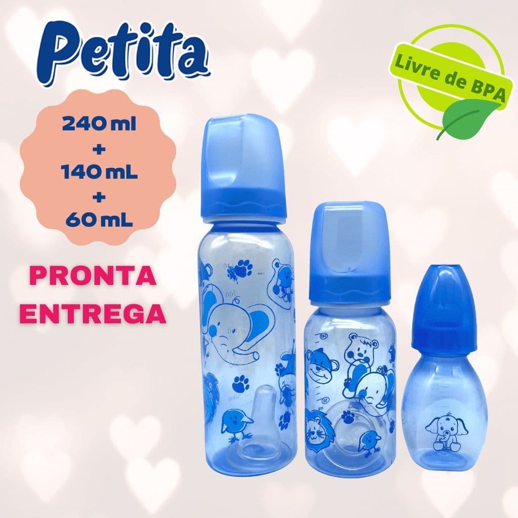 3 Mamadeiras Para Bebê c/ 3 Unidades 240ml 140ml 60ml