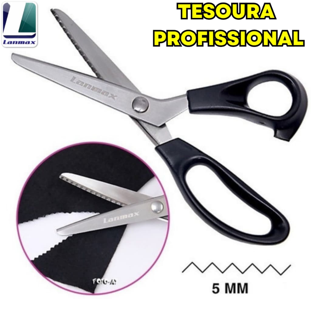 Tesoura Picotar Zig Zag Profissional Papel Artesanato Tecido Lanmax Patchwork Tesouras Papéis