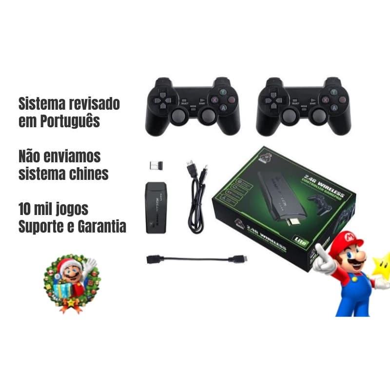 Video Game Stick Versão 2026 Portatil Hdmi Jogos Retrô Console Com 2 Controles Sem Fio - Super 3D Games