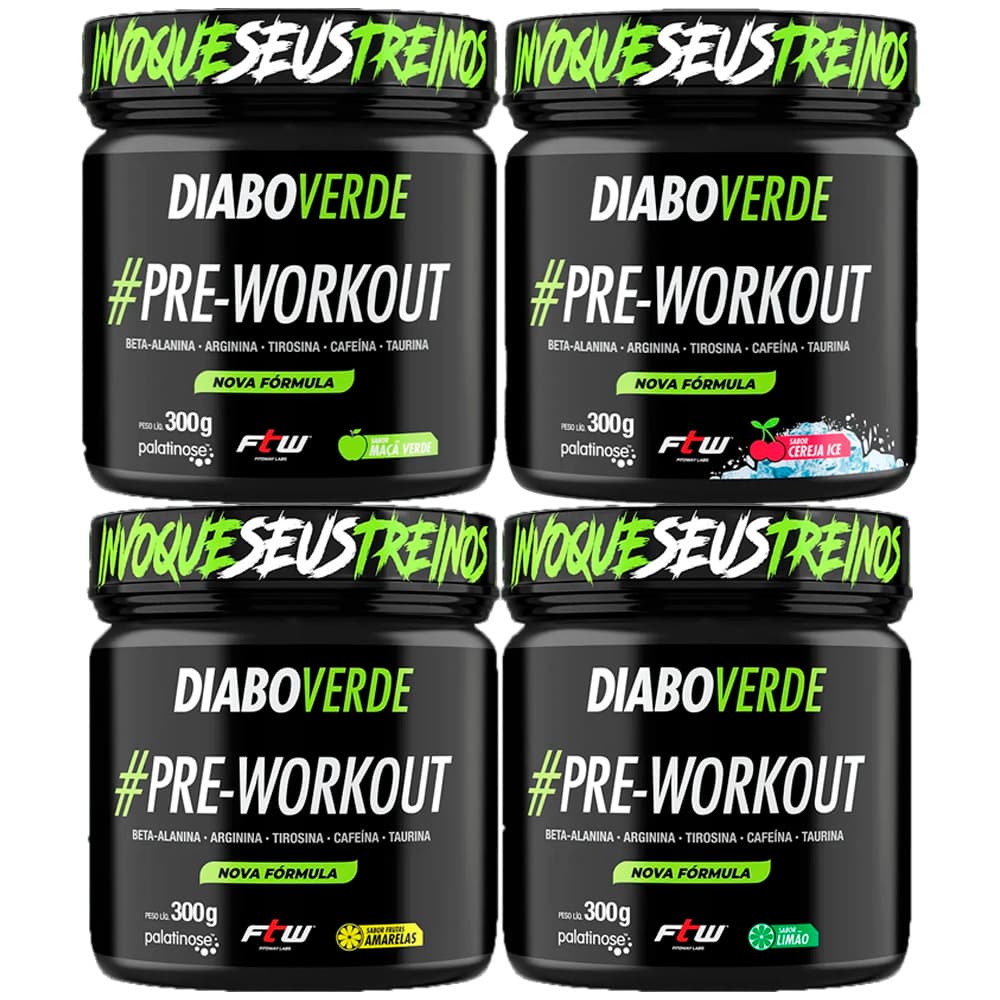 Kit 4 Pré Treino Diabo Verde Insano 300g - Ftw