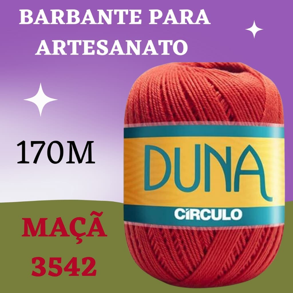 Barbante Para Artesanato 170M 100% Algodão - Cor 3542 Maçã Tricô Crochê Confecção De Diversos Artesanatos Cor Vibrante Duna Círculo