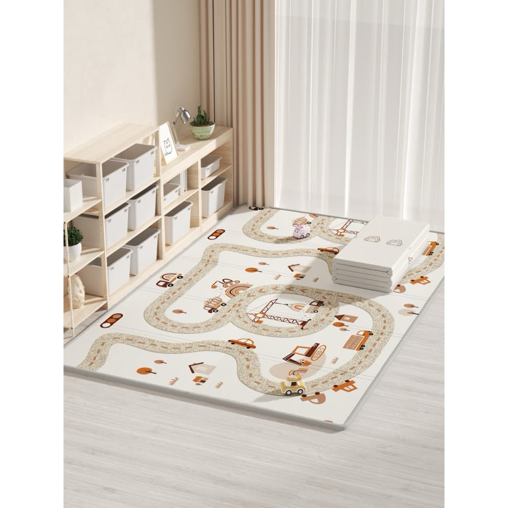 Tapete Infantil Emborrachado 6mm Dobrável Dupla face Interativo Bebe Educacional 2,0 x 1,8 M