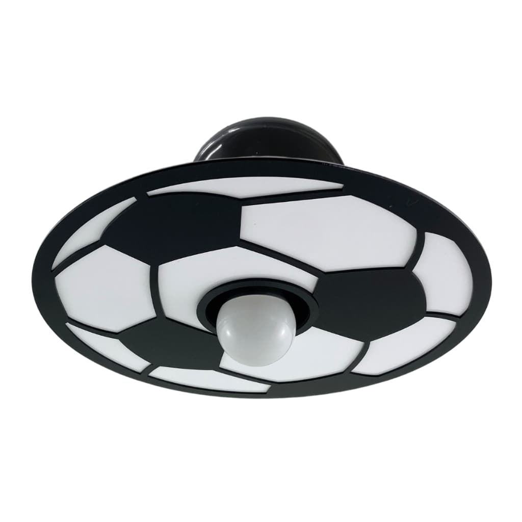 Luminária Plafon Infantil Bola de Futebol Preto e Branco LED Criativa Decoração Quarto Criança