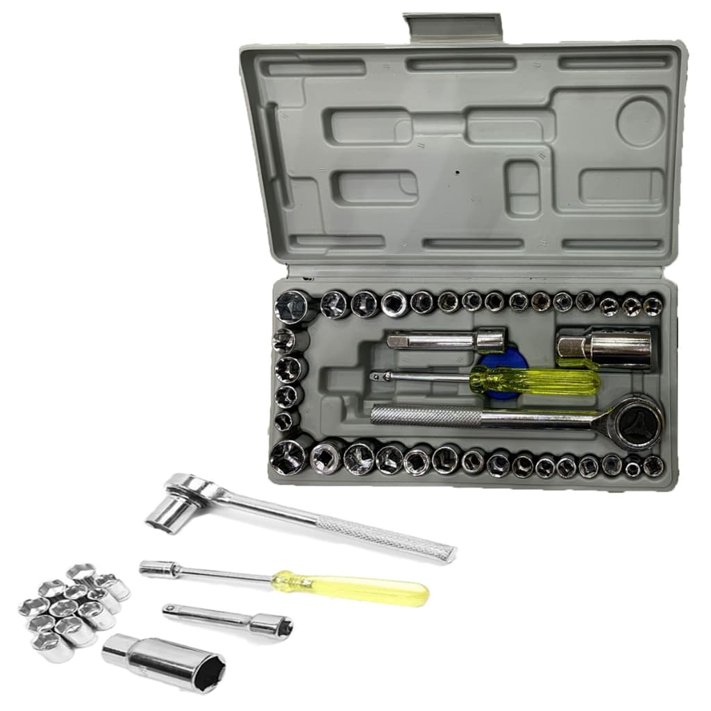 Jogo de Ferramentas de Soquete Sextavos com Chave Catraca Reversivel 40pcs estojo organizador B-MAX