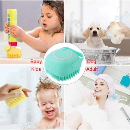 Esponja Para Banho de Silicone com dispenser massageador Escova Shampoo Sabonete Líquido Infantil Pet Crianças, sponja de Silicone Shampoo para crianças, Massagem Pente, Acessórios de banho, Body Scrubber, Bebê, animais, pet banho, pet, banho cachorro