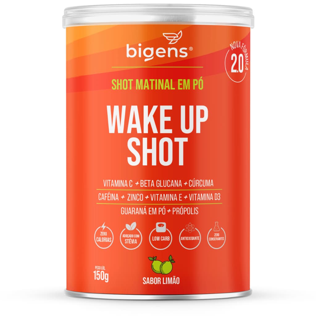 Wake up shot, vitamina c, própolis, gengibre, cúrcuma, guarana e zinco, 150g, Bigens (Unidade)