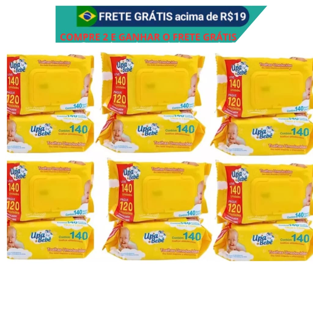 140 Unidades Lencinho Umedecido  Upa Bebe Com Tampa Flip Top