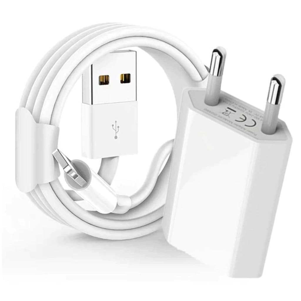 Carregador 5W Adaptador De Energia Usb Ue Conversor Adaptador Cabo Usb Carregador Rápido 1M Compativel com Iphone 5 / 6 / 7 / 8 / X / 11 / 12 / 13 / 14 pro max