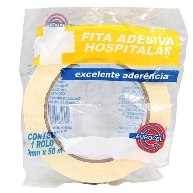Fita Crepe Branca Hospitalar 19mm x 50 Metros - Eurocel