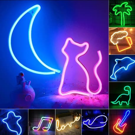 Luminária Led Gatinho Coração e Borboleta Rosa Led