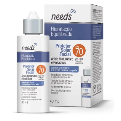 Protetor Solar Facial Needs Hidratação Equilibrada FPS 70 Sem cor - 40ml