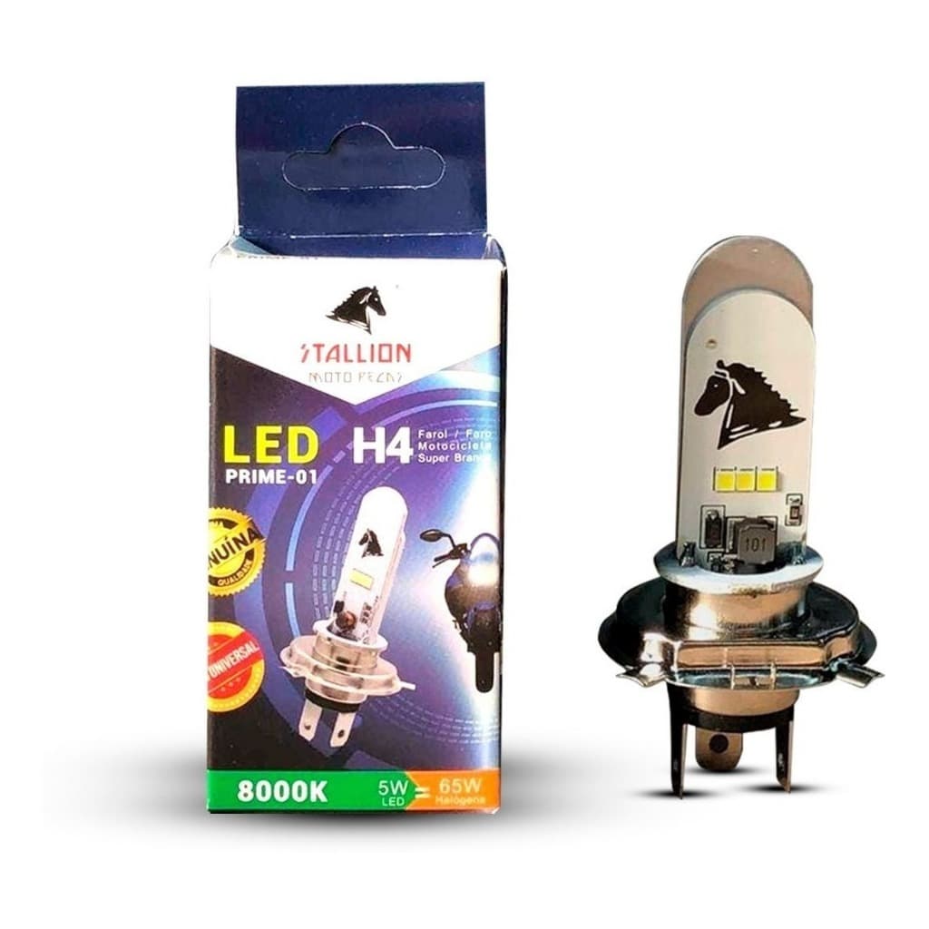 Lampada Led Super Forte Farol H4 Efeito Xenon 8000K Carro Moto Stallion