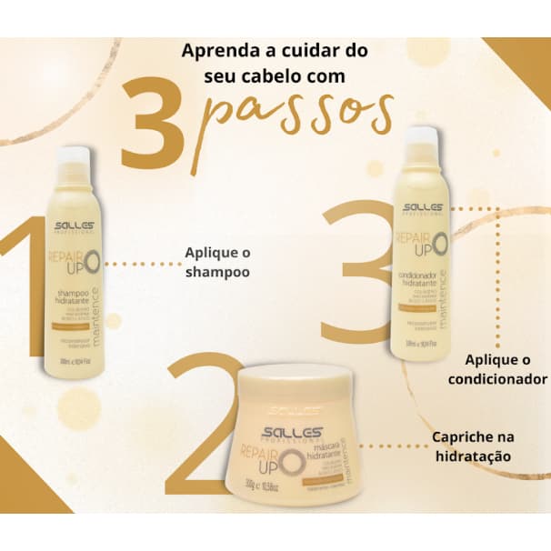 Repair UP Maintence Shampoo hidratante, condocionador e máscara Salles Profissional