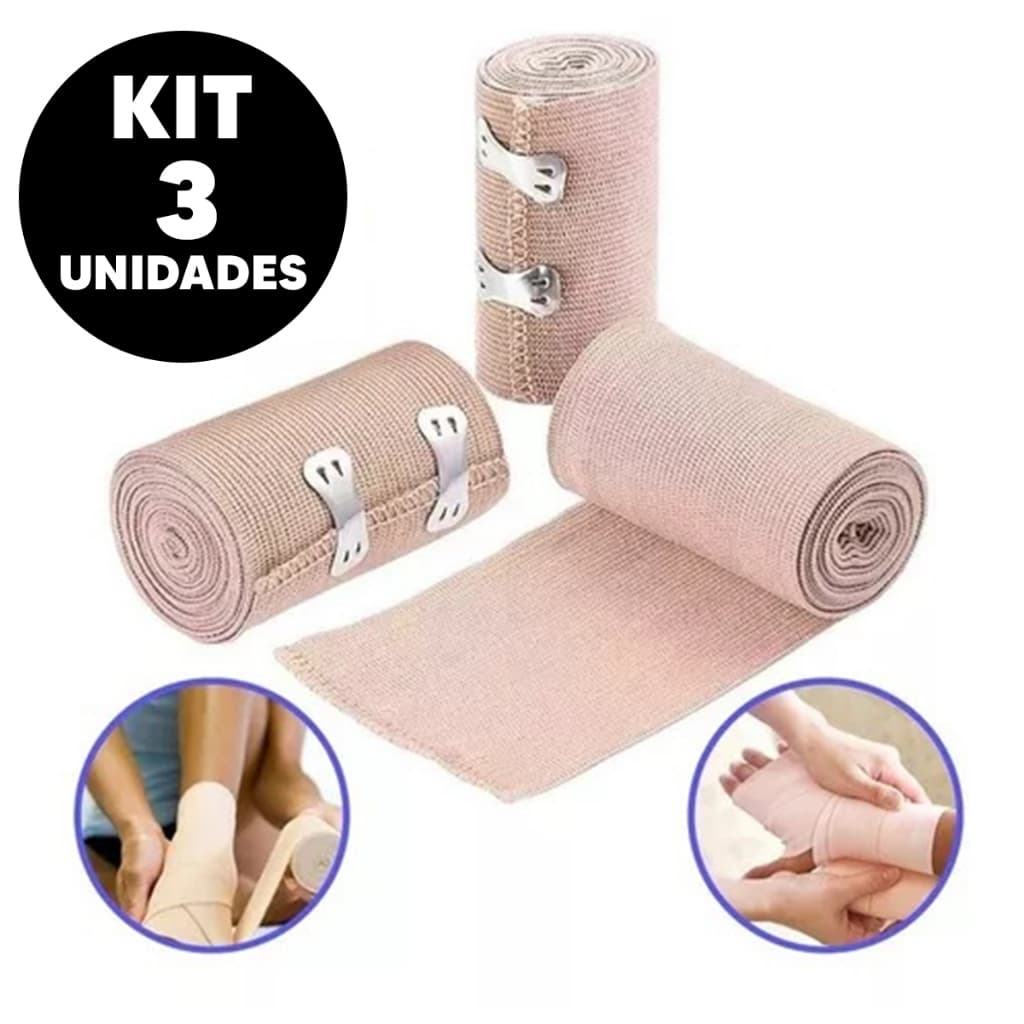 Kit 3 Un Compressas Bandagem Atadura Elástica Autoadesiva