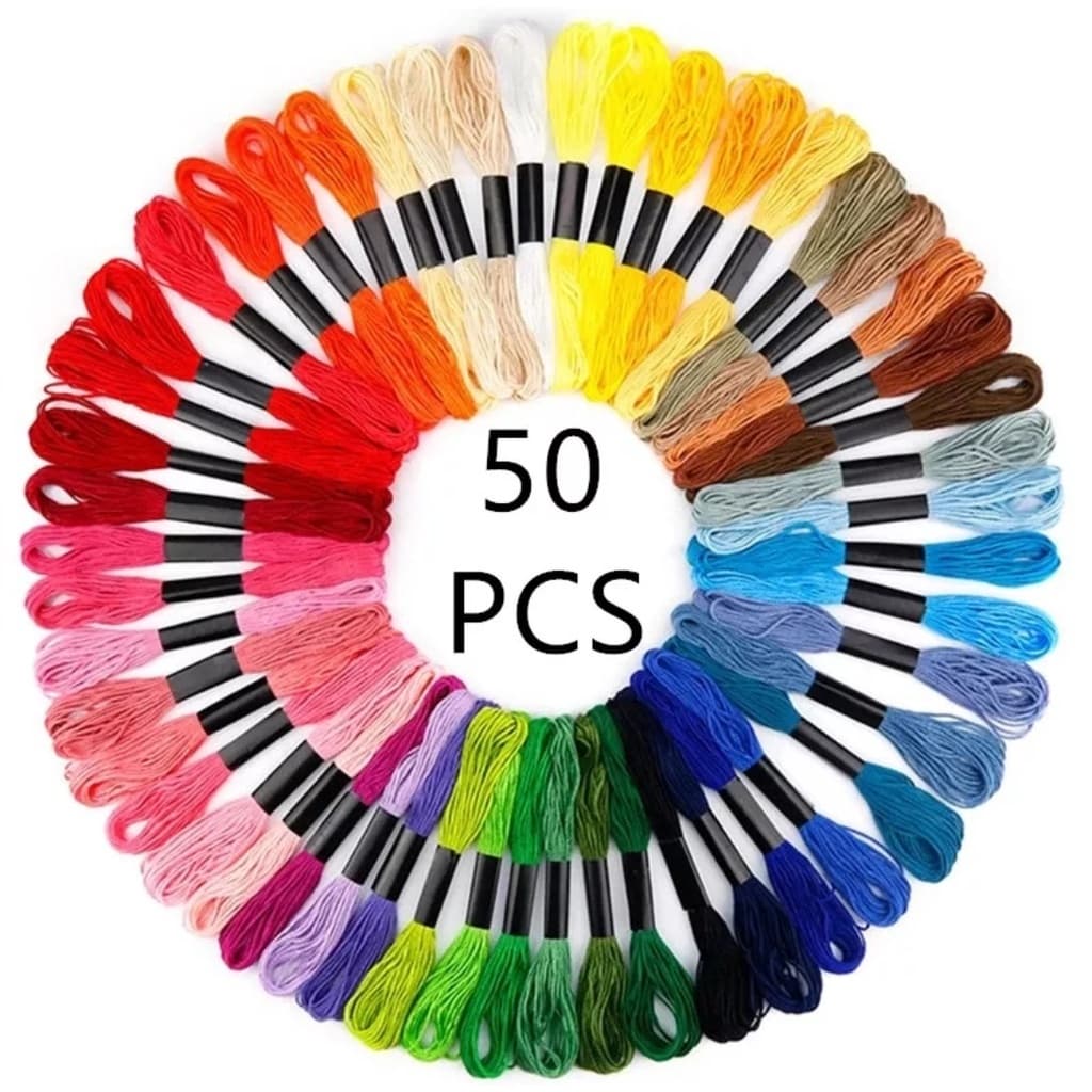 Pacote com 50 Linhas Meadas Para Bordar | Meada | Linha de Bordar | Fio | Ponto Cruz | Bordado | Similar DMC | Pacote 50