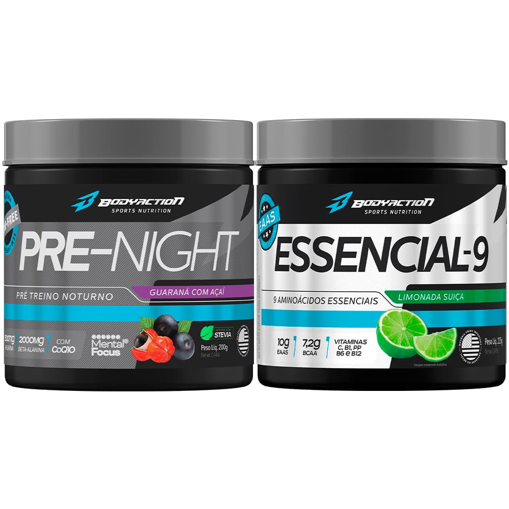 Kit Pré Treino Pre-Night 200g + Intra Treino Essencial-9 225g - Bodyaction
