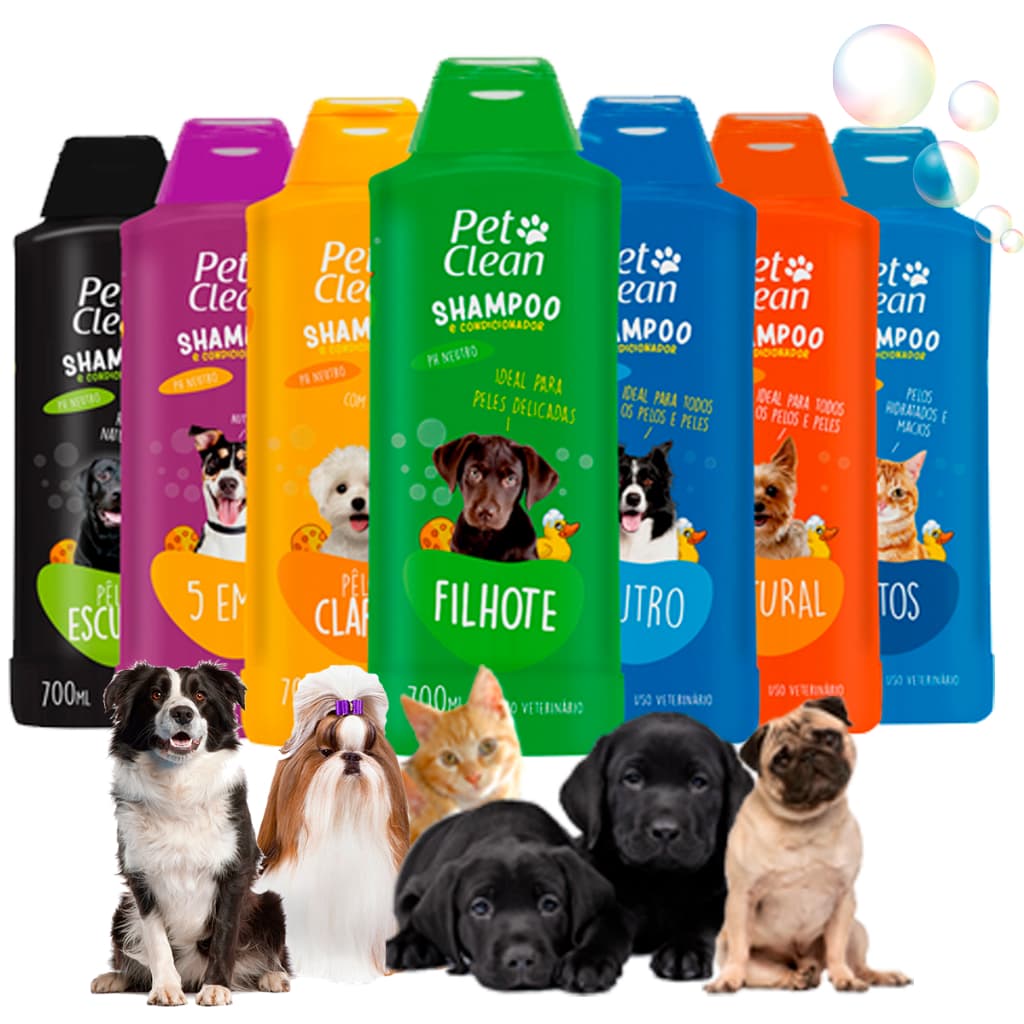 Shampoo e Condicionador para Cachorro e Gato 2 em 1 Pet Clean 700ml