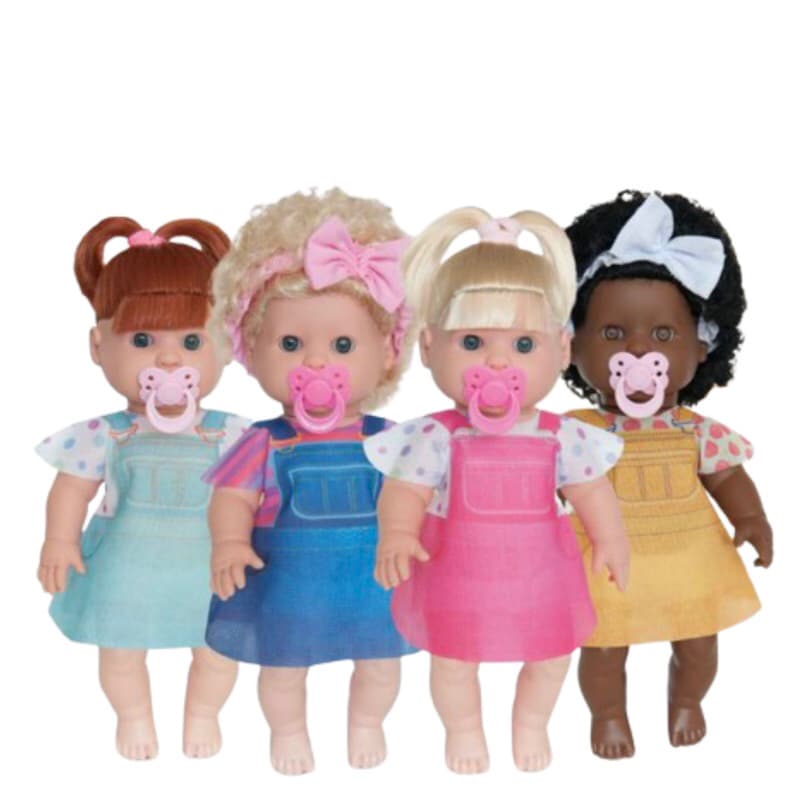 Boneca Bebe Danadinhas com chupeta loira ruiva morena cabelo crespo brinquedo de menina boneca infantil
