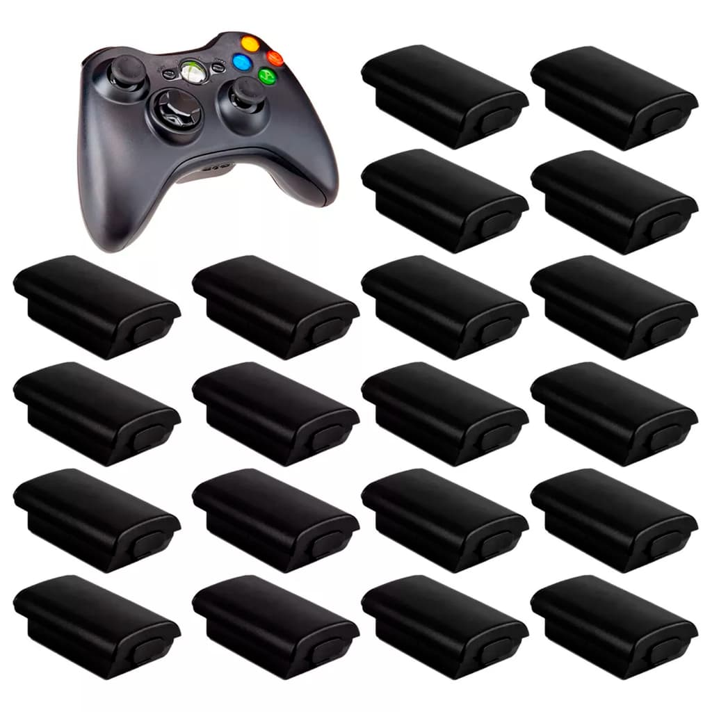 20 Unidades Suporte Tampa Pilha Controle Preta Caixa Pilhas Compatível Controle Xbox 360 Video Game
