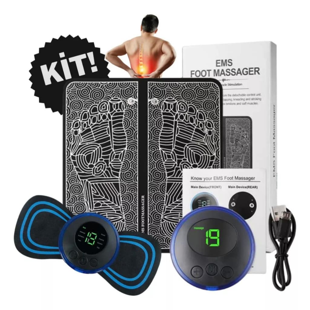 Kit Massageador De Pe E Adesivo Massagem Corporal Muscular