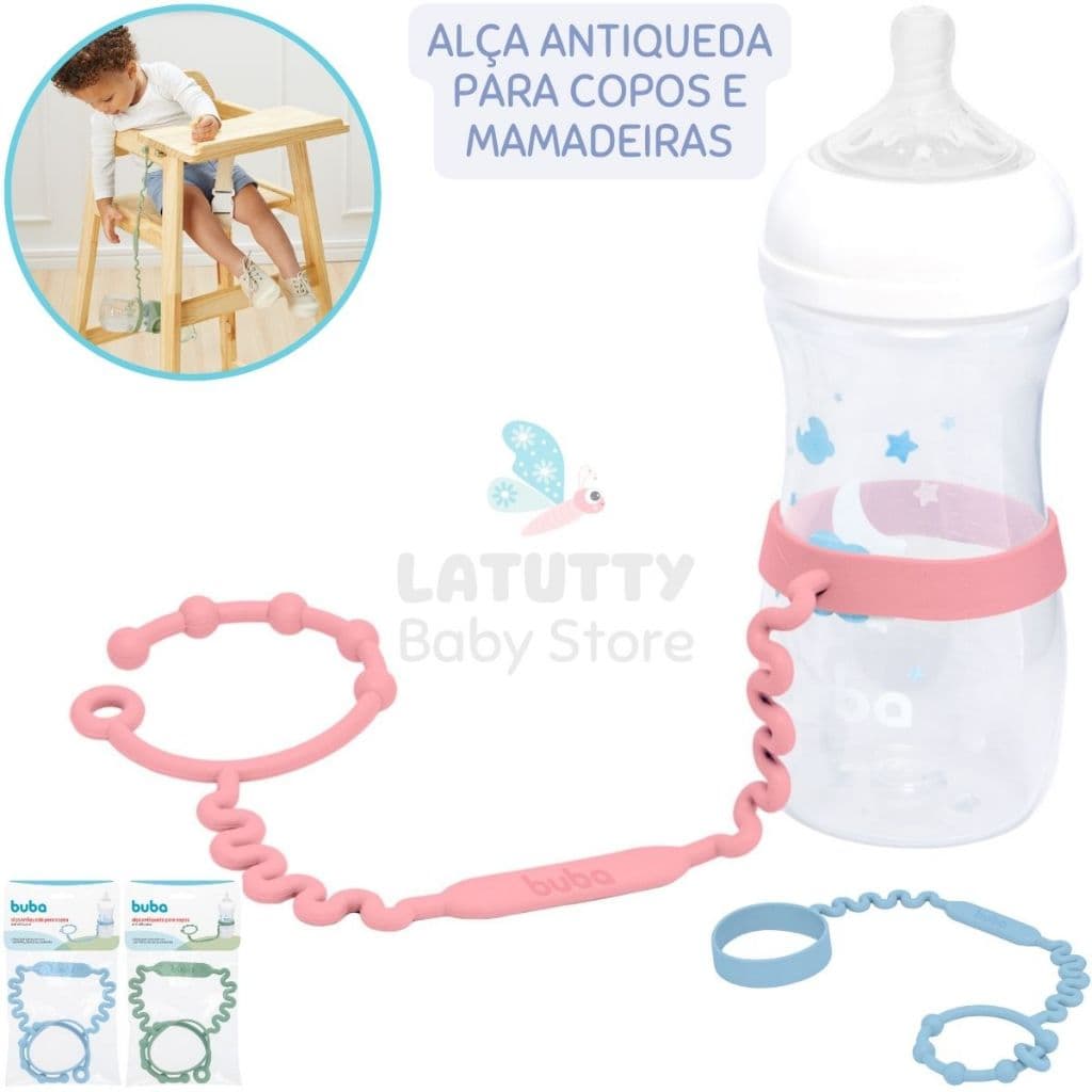Alça Antiqueda Buba para Garrafinhas Copos Mamadeiras Prendedor Silicone