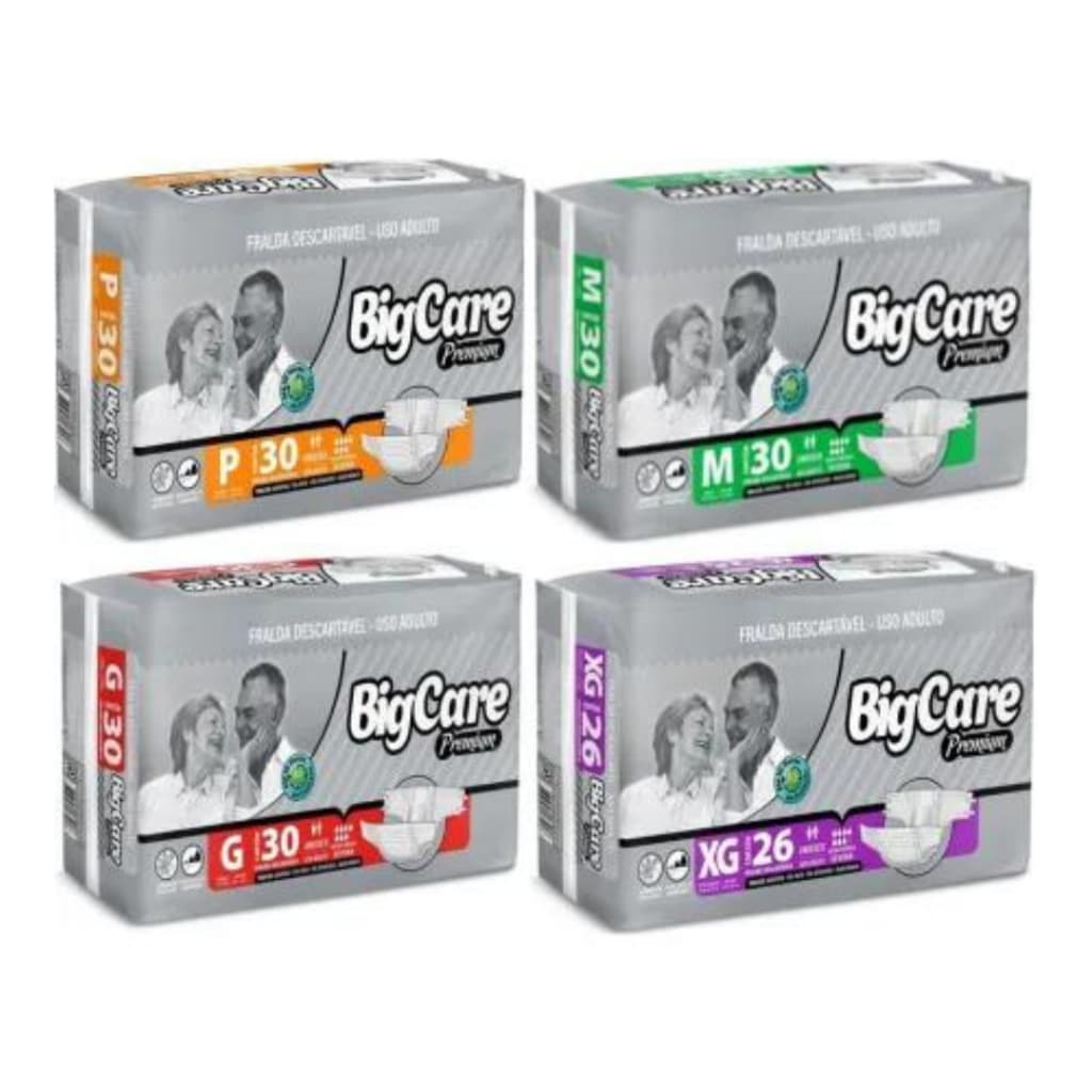 Fralda Geriátrica Adulto Big Care Premium Noturna Todos os Tamanhos Incontinência Severa Pós Parto Aloe Vera