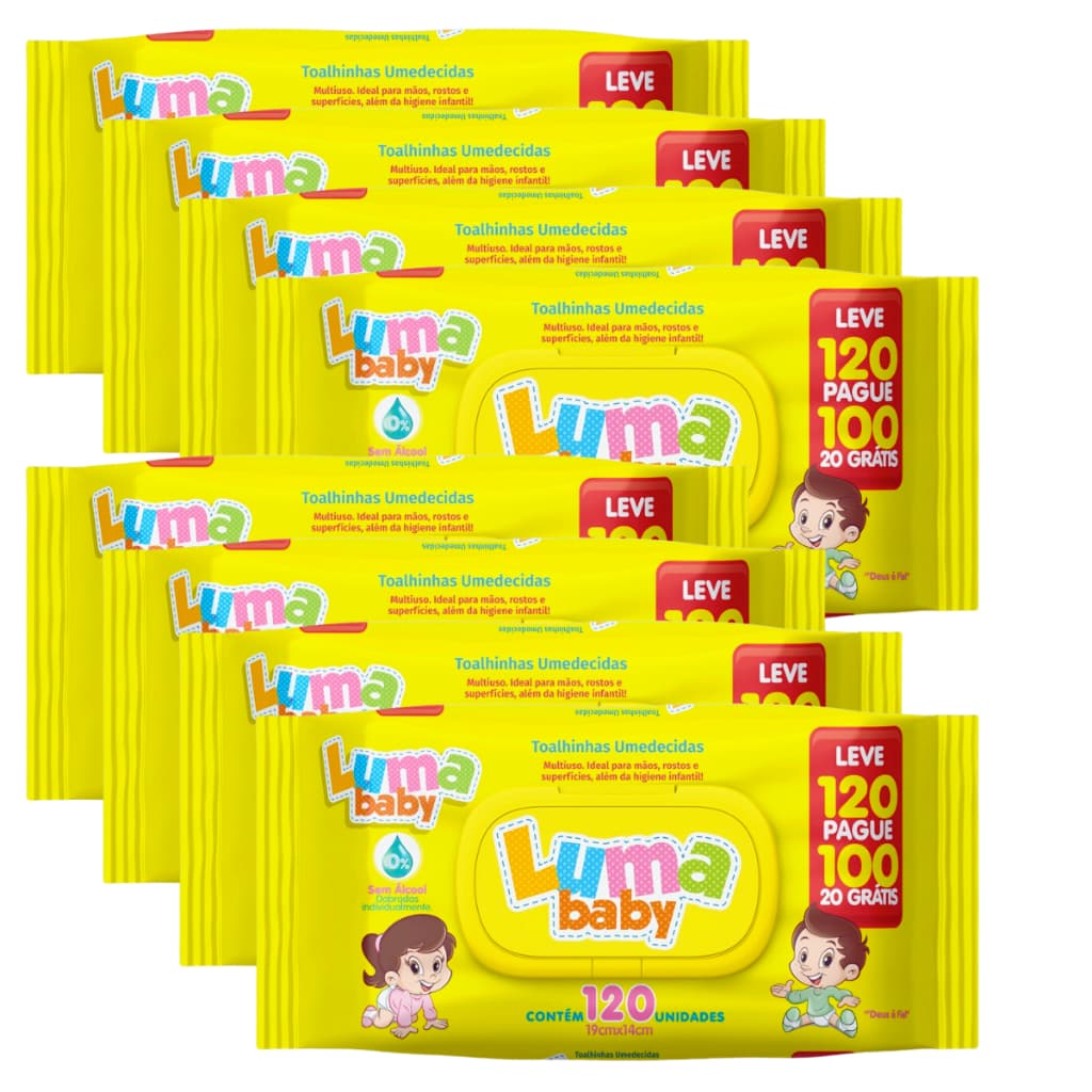 Kit C/8 Toalha Umedecida Luma Baby  Leve 120 Pague 100 Total 960